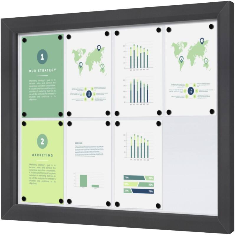 SHOWDOWN Display Case Magnetic 8 x A4 Wall Mounted Lockable Outdoor 97 (W) x 70.5 (H) cm Anthracite