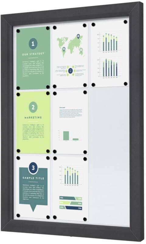 SHOWDOWN Display Case Magnetic 9 x A4 Wall Mounted Lockable Outdoor 75 (W) x 101.2 (H) cm Anthracite