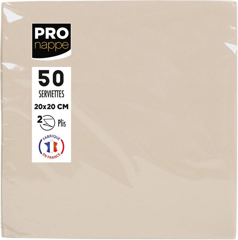PROnappe Napkins 2 Ply Cream 10 x 10 x 9.5 cm 50 Pieces
