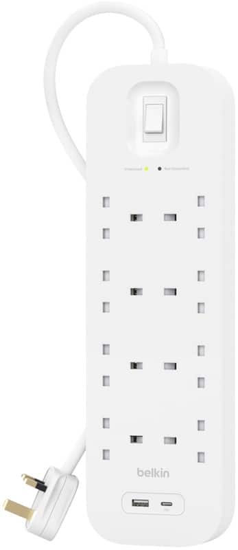 Belkin 8-Way Surge Protector, 1 USB-C & 1 USB-A