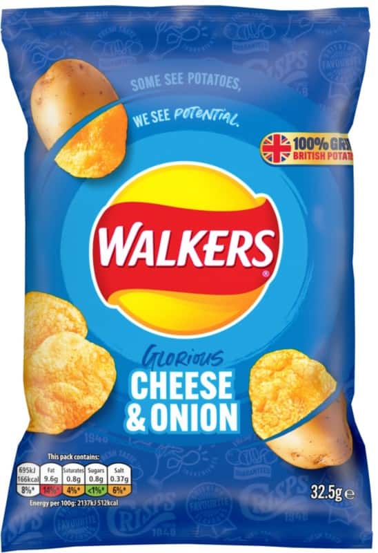 Walkers Crisps Cheese & Onion 32.5 g Pack of 32