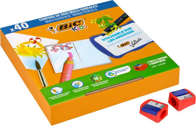 BIC Colouring Pencils Assorted with 2 Sharpeners Pack of 40
