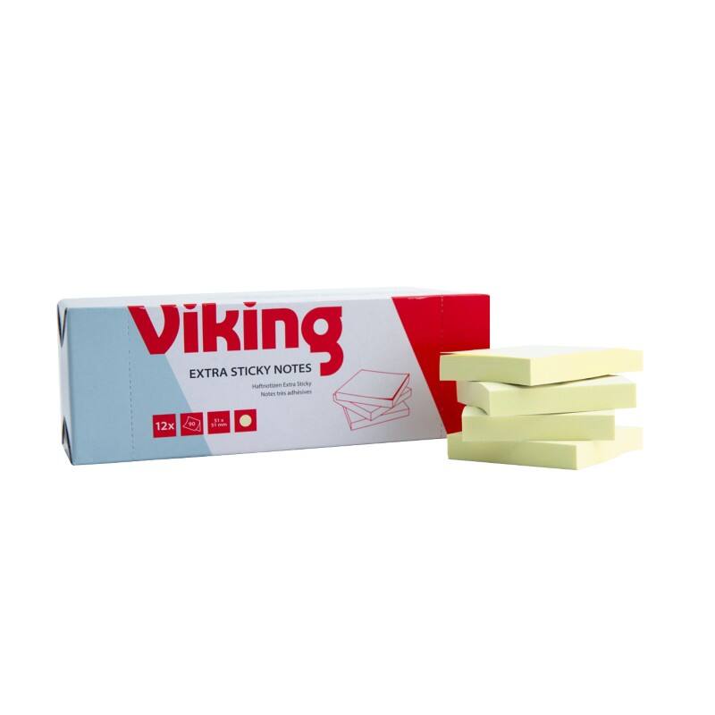 Viking Sticky Notes Square 51 x 51 Plain Yellow 90 Sheets Pack of 12