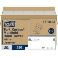 Tork Xpress Multifold Universal Hand Towel H2 White 1 Ply 471093 Pack of  20 250 Sheets