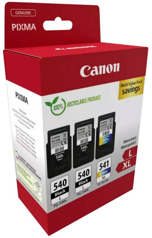 Canon PG-540L & CL-541XL Original Ink Cartridge Black, Cyan, Magenta, Yellow Multipack Pack of 3