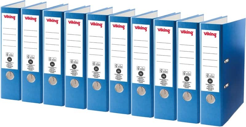Viking Wide Lever Arch File A4 75 mm Blue 2 Rings Cardboard Matt Portrait Pack of 10