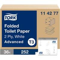Tork Folded Toilet Paper Advanced 2-Ply T3 114277 Fragrance Free Pack of 36