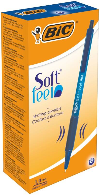BIC Soft Feel Soft Feel Retractable Ballpoint Pen Blue 0.4 mm Medium Ballpoint Refillable Pack of 12