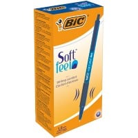 BIC Soft Feel Retractable Ballpoint Pen Grip Medium 0.4 mm Blue Pack of 12