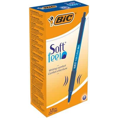 BIC Soft Feel Ballpoint Pen Blue Medium 0.4 mm Refillable Pack of 12