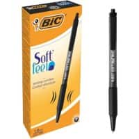 BIC Soft Feel Retractable Ballpoint Pen Grip Medium 0.4 mm Black Pack of 12
