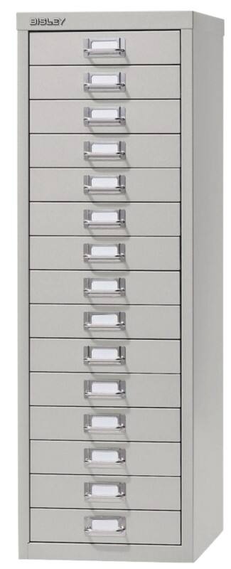 Bisley Filing Cabinet H3915nl 15 Drawers Grey 279 X 380 X 860 Mm