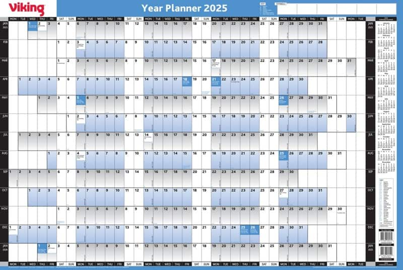 Viking 13 months year planner 2025 english blue 1360879