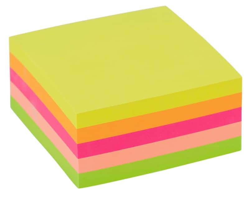 Viking Sticky Note Cube 76 x 76 mm Assorted Neon 400 Sheets