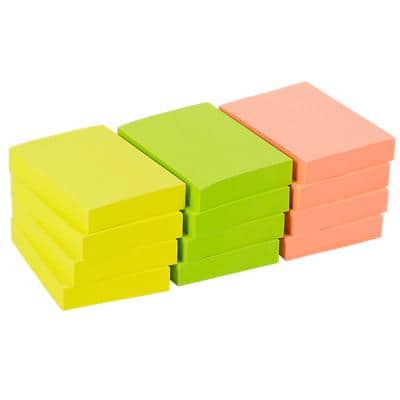 Office Depot Sticky Notes 38 x 51 mm Assorted Neon 12 Pads of 100 Sheets