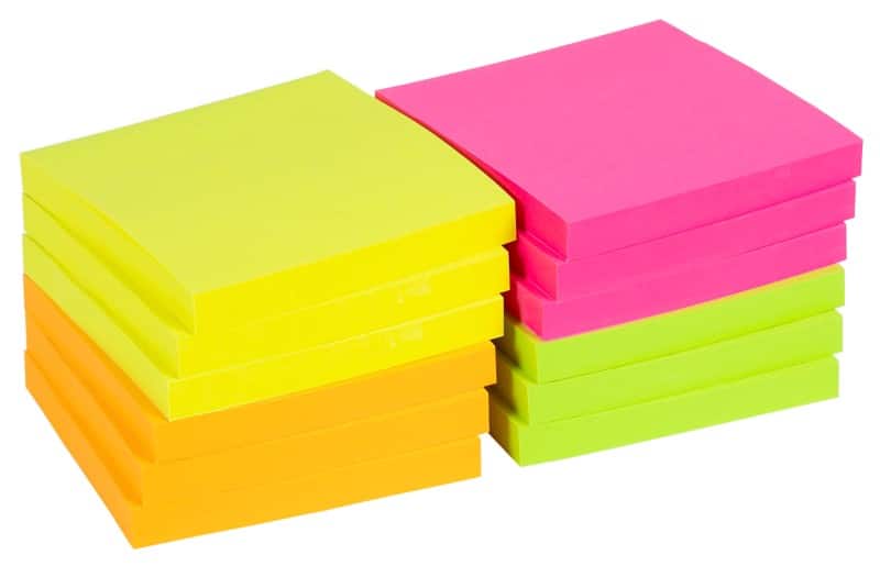 Viking Sticky Notes 76 x 76 mm Assorted Neon 12 Pads of 100 Sheets
