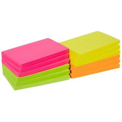 Office Depot Sticky Notes 127 x 76 mm Assorted Neon 12 Pads of 100 Sheets