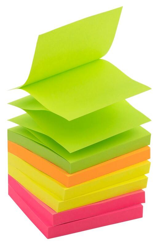 Viking Z-Notes 76 x 76 mm Assorted Neon 6 Pads of 100 Sheets