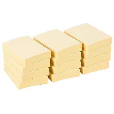 Office Depot Sticky Notes 38 x 51 mm Recycled Yellow Pack of 12 of 100 Sheets