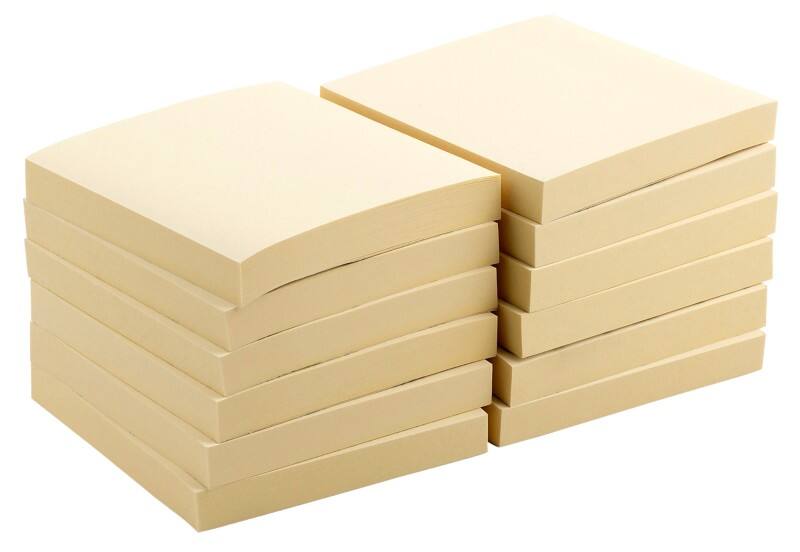 Viking Sticky Notes 76 x 76 mm Pastel Yellow Pack of 12 of 100 Sheets