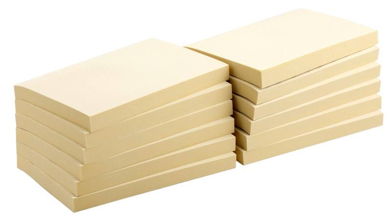 Viking 80% Recycled Sticky Notes Rectangular 127 x 76 mm Plain Yellow 100 Sheets Pack of 12