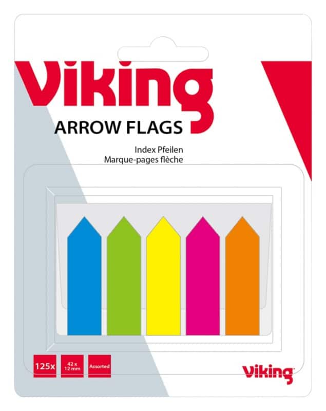 Viking Index Flags Arrows 12 x 105 x 45 mm Assorted Plain d Special format 25 x 5 Pack