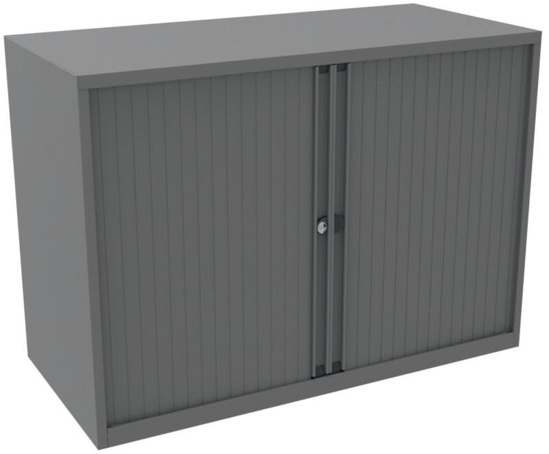 Bisley Tambour Cupboard Steel 1 Shelf Lockable 1,000 x 470 x 733 mm Grey