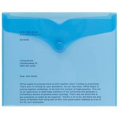 Office Depot Document Wallets A5 Transparent Blue Polypropylene 18 x 22 cm Pack of 5