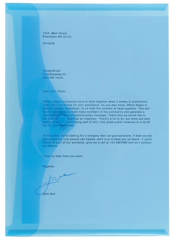 Viking Document Wallet A4 Press Stud PP (Polypropylene) Landscape 23.5 (W) x 33.5 (H) cm Blue, Transparent Pack of 5