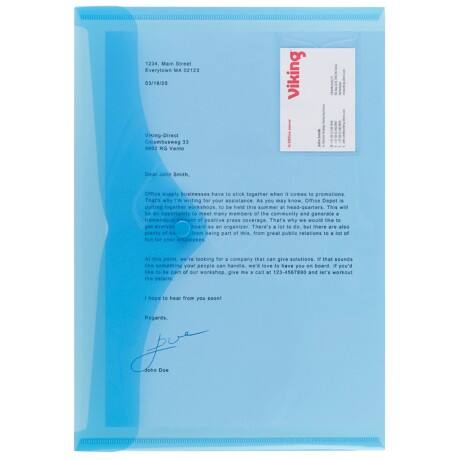 Office Depot Document Wallets Business Card Holder A4 Transparent Blue polypropylene 33.5 x 23.5 ...