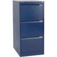 Bisley Steel Filing Cabinet 3 Drawers Lockable 470 x 622 x 1,016 mm Oxford Blue