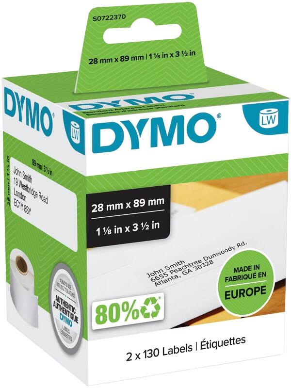 DYMO LW Address Labels 99010 Black on White Self Adhesive 28 mm x 89 mm 260 Labels