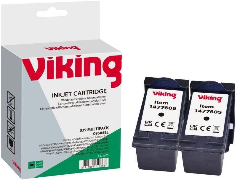 Viking Compatible HP 339 Ink Cartridge C8767E Black Pack of 2 Duopack