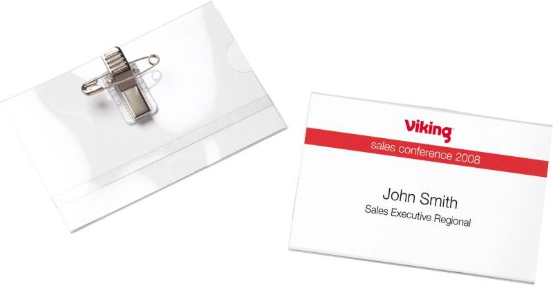 Viking Name Badge Combi clip 9 x 6 cm Plastic Pack of 25