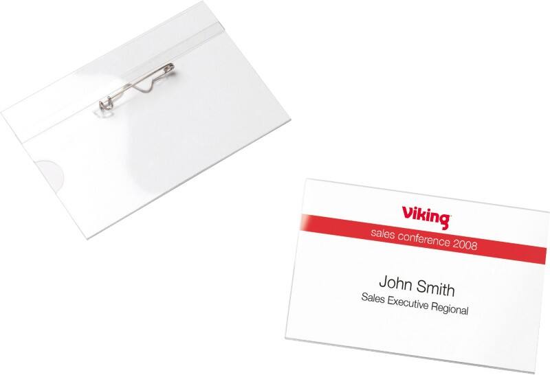 Viking Name Badge Pin 9 x 6 cm Plastic Pack of 50