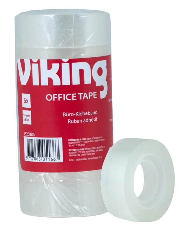 Viking Adhesive tape Office Transparent 19 mm (W) x 33 m (L) Small Core Polypropylene 6 Rolls