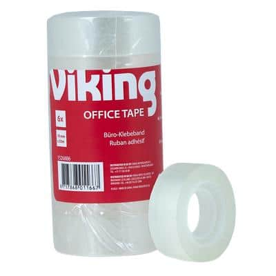 Viking Adhesive tape Office Transparent 19 mm (W) x 33 m (L) Small Core Polypropylene 8 Rolls