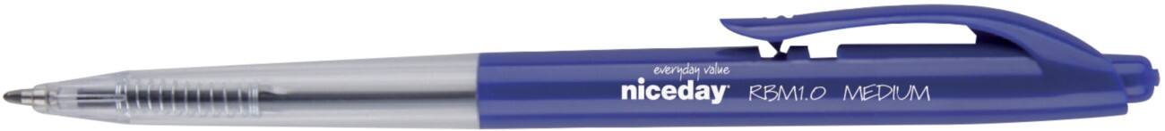 Niceday Retractable Ballpoint Pen RBM1.0 Medium 0.5 mm Blue Pack of 10