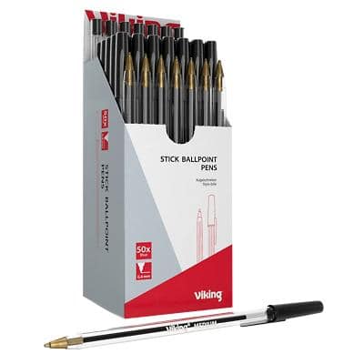 Viking SBM1.0 Ballpoint Pen Black Medium 0.4 mm Pack of 50