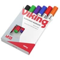 Viking Flipchart Marker Medium Bullet Assorted Pack of 6