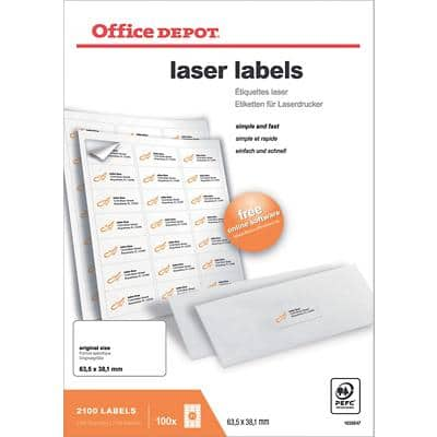 Office Depot Laser Labels Self Adhesive 63.5 x 38.1 mm White 2100 Labels