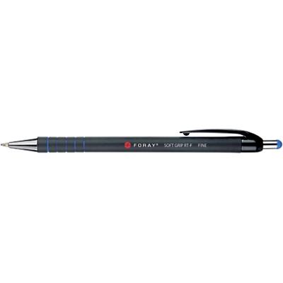 Foray Soft Grip RT-F Retractable Ballpoint Pen Fine 0.3 mm Blue Pack of 12
