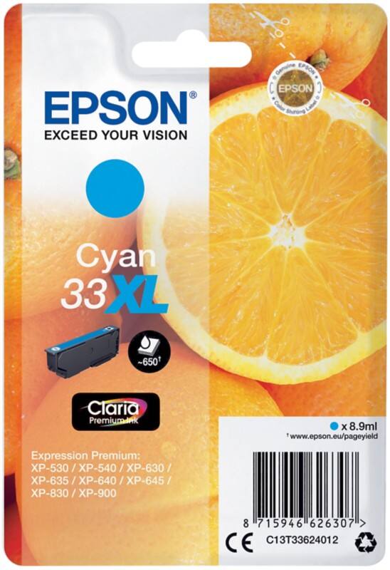 Epson 33XL Original Ink Cartridge C13T33624012 Cyan