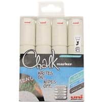 uni-ball PWE-8K Chalk Marker Broad Chisel White Pack of 4