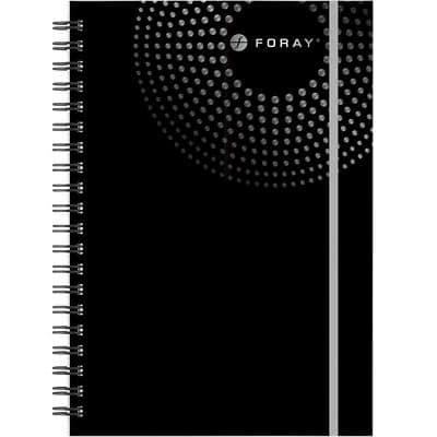 Foray Notebook Executive A4 Ruled Spiral Bound Cardboard Hardback Black Perforated 200 Pages 100 Sheets