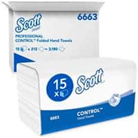 Scott Control Hand Towels V-fold White 1 Ply 6663 Pack of 15 of 112 Sheets
