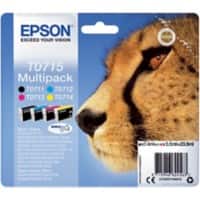 Epson T0715 Original Ink Cartridge C13T07154012 Black, Cyan, Magenta, Yellow Pack of 4 Multipack