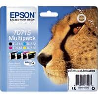 Epson T0715 Original Ink Cartridge C13T07154012 Black, Cyan, Magenta, Yellow Pack of 4 Multipack