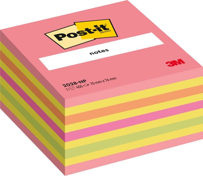 Post-it Sticky Notes Cube 76 x 76 mm Pink and Yellow Mix 450 sheets