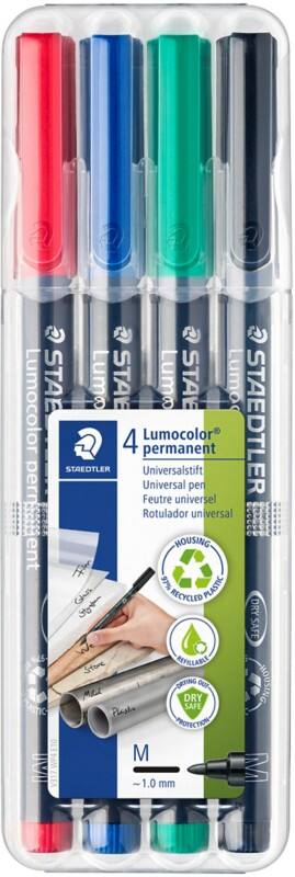 STAEDTLER Lumocolor 317 OHP Marker Medium Bullet 1 mm Assorted Refillable Pack of 4
